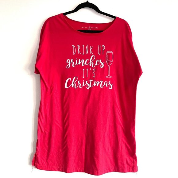 Christmas Shirt Drink Up Grinches It's Christmas Party Holiday Top - Picture 2 of 7